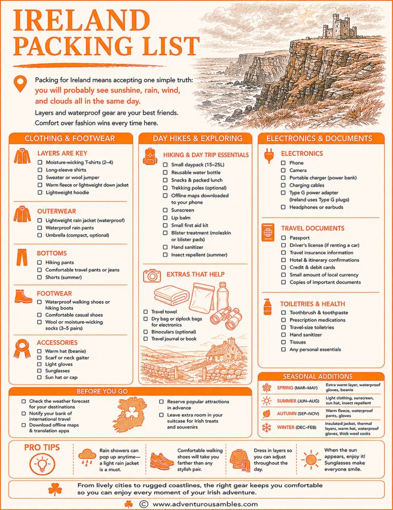 Ireland Packing Checklist
