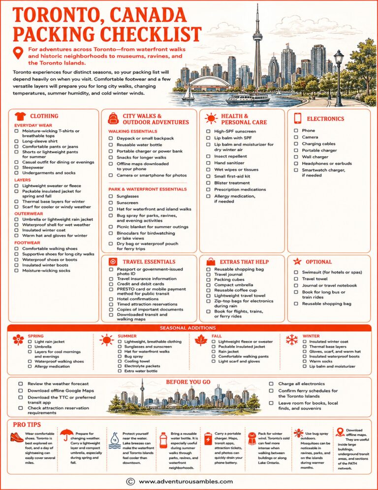 Toronto Packing Checklist