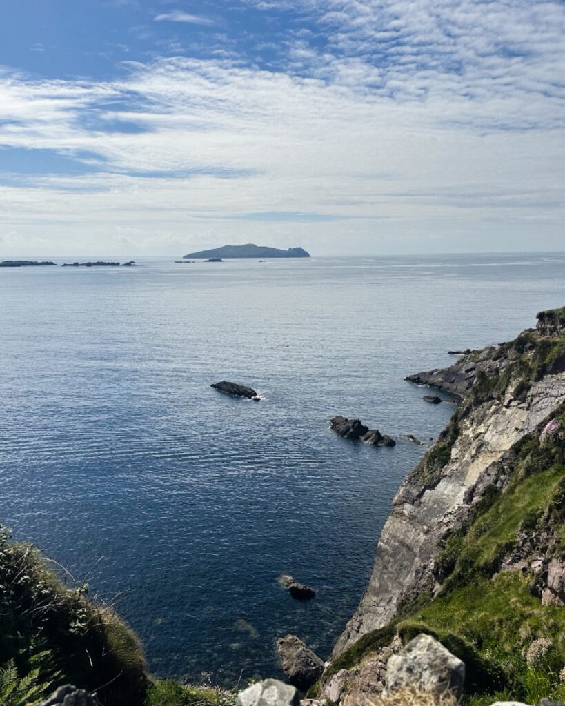 the beautiful ireland coast with island view