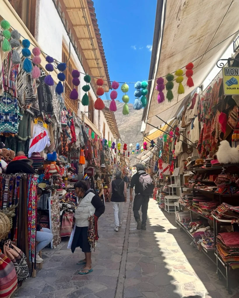 vibrant street in pisac