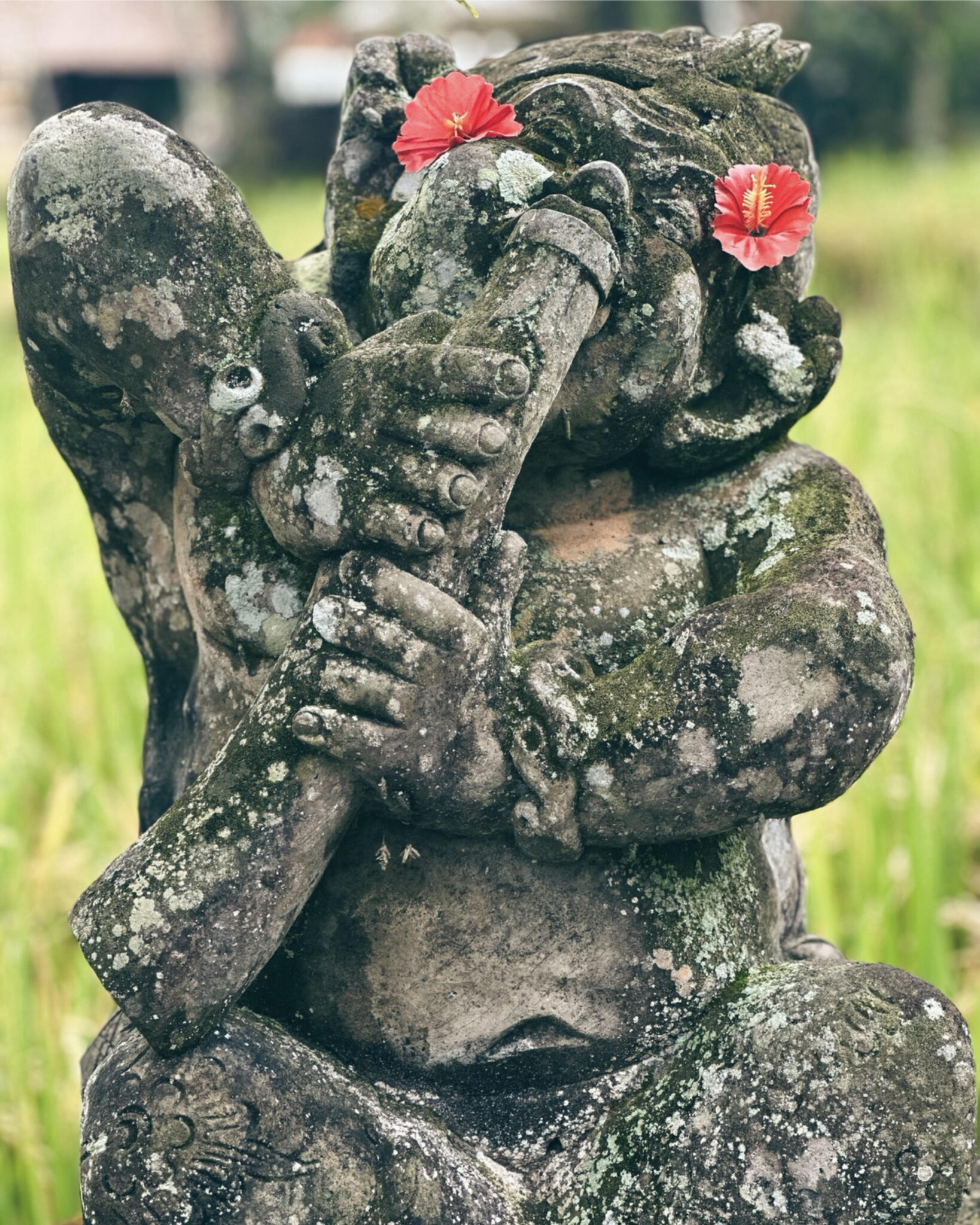 Bali Sculpture Musician playing a suling