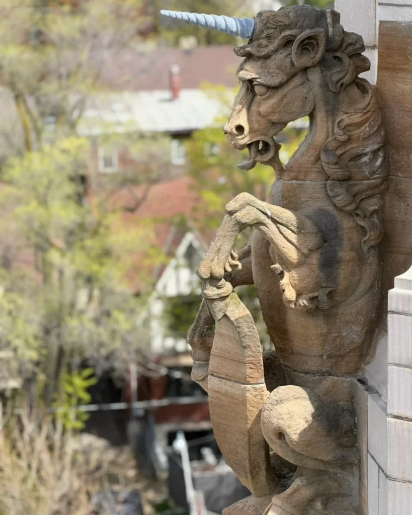 unicorn and toronto views from casa loma