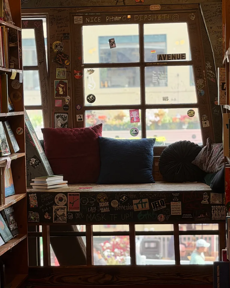 left bank books window seat seattle