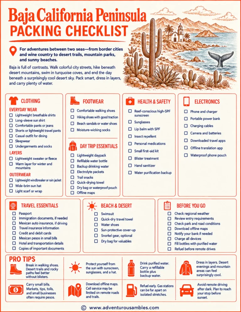 baja california packing checklist